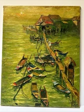 PENG HOOI TAN PAINTING MALAYSIA IMPRESSIONIST MODERNIST BEACH COAST SUNSET SEA