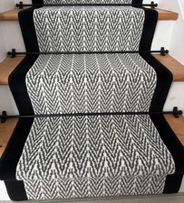 Stair Carpet Grey Black Border Rugs Dark Border Hall Runner ANY Length Rug Mats