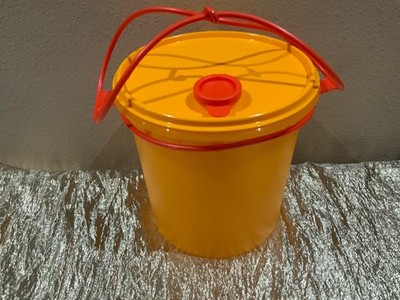 New UNIQUE Beautiful Round Tupperware Bucket/Container 5L Mango and Red Orange