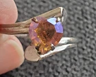 VINTAGE STERLING SILVER HEART SHAPE  STONE RING SIGNED UNCA Sz 5.75 ESTATE AS IS