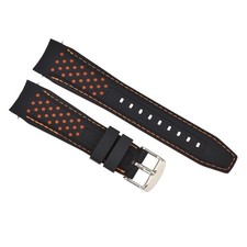 18MM CURVED RUBBER STRAP PERFORATED FOR CITIZEN ECO DRIVE WATCH BLACK ORANGE STI
