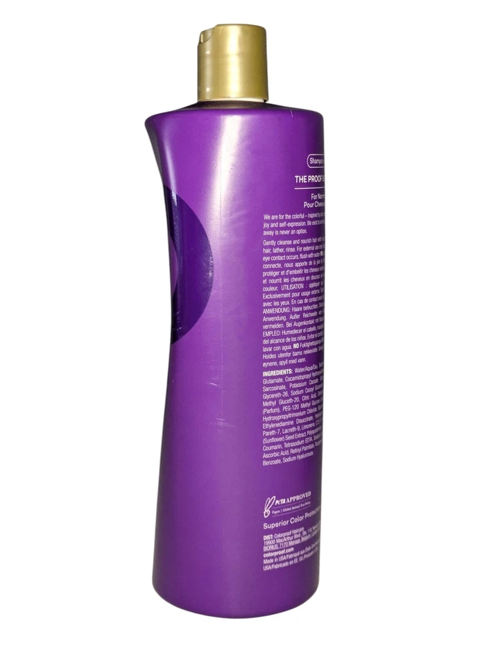 ColorProof Moisture Shampoo 32 Ounce Large Bottle Label Wear Dented New Sealed - Image 3 of 4