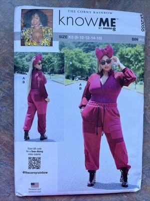 Know Me 2055 Half Zip Bodysuit & Cargo Pants w/Flap Pockets Misses' 8-16 Pattern