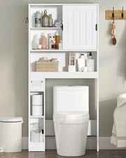 Over The Toilet Storage Cabinet, Farmhouse Storage Cabinet Over Toilet with S...