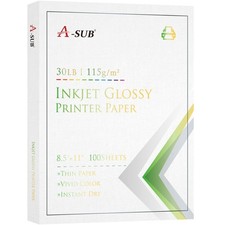 100 Sheets Glossy Thin Photo Paper 115gsm 30lb, 8.5x11 Inch Single-Sided Inkj...