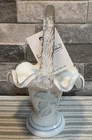 Fenton Hand Painted Milk Glass Silver Crest Basket - Morning Mist Blue Flowers