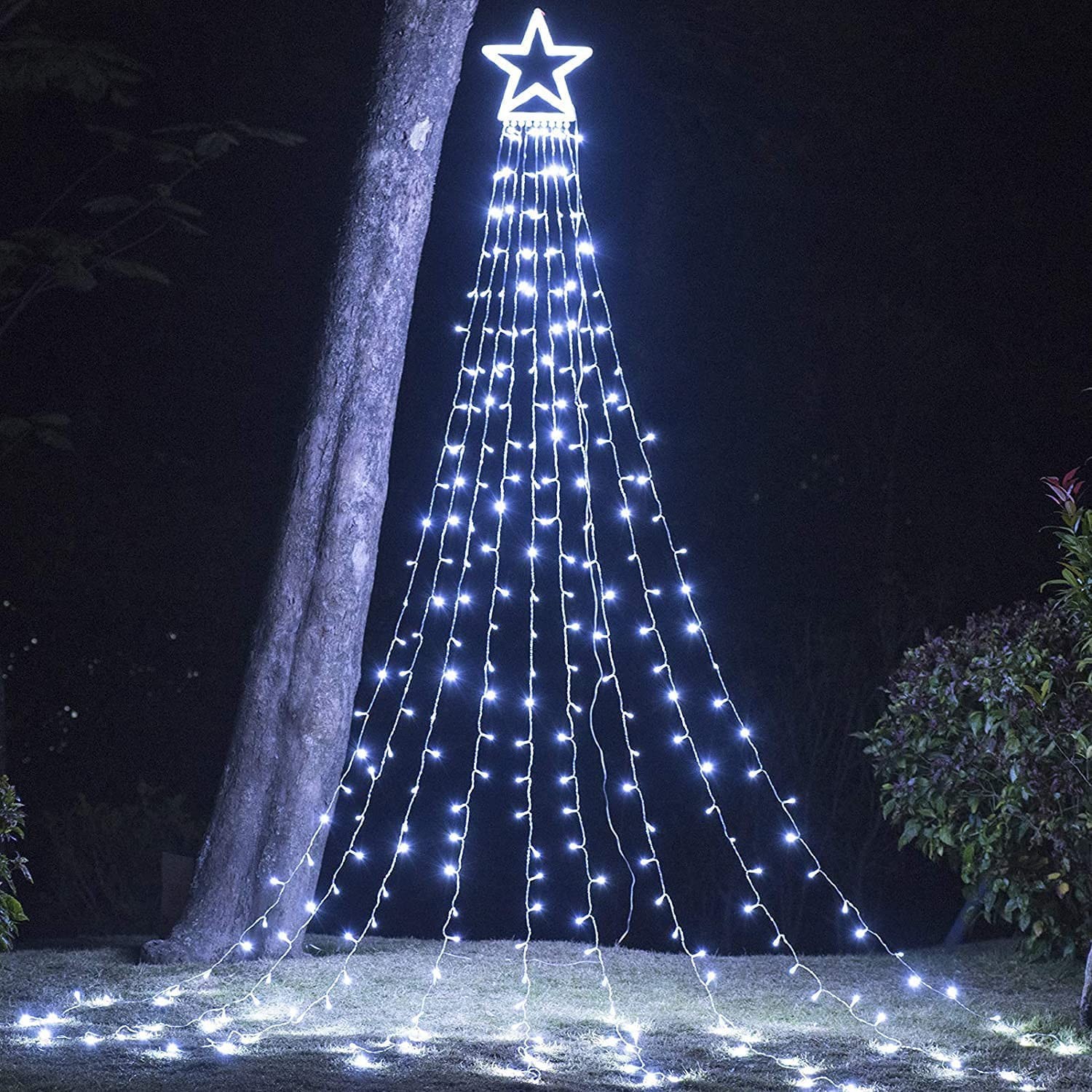 Christmas Decorations Star String Lights, 320 LEDs Outdoor Waterfall Tree Lig...