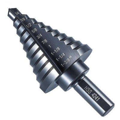 10 Sizes Step Drill Bit for Metal Sheet, 1/4 to 1-3/8 Inches High Speed