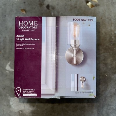 Home Decorators Collection Ayelen 1-Light Brushed Nickel Indoor Wall Sconce