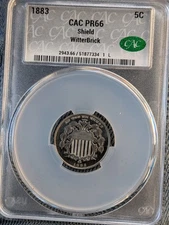 1883 Shield Nickel Proof CAC PF66 Blazing Gem Strike Mirrored (Code 666