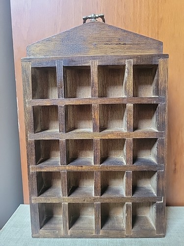 Wooden Display Case Shelf wall Hanging 20 Thimbles Vintage READ - Picture 12 of 20