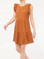 J. Crew Cottagecore Rust Ruffled Tiered Mini Dress NWT Prairie Sz 8 Boho Chic