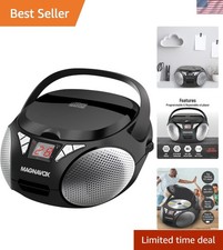 MD6924 Portable Top Loading CD Boombox with AM/FM Stereo Radio in Black  CD-...