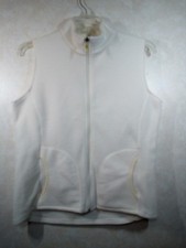 Woolrich Fleece Vest Women L Winter White Full Zip Sleeveless