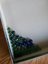 Lot Of 40 Glass Marbles 27 Small Light Green And 13 Medium Dark Purple VGC