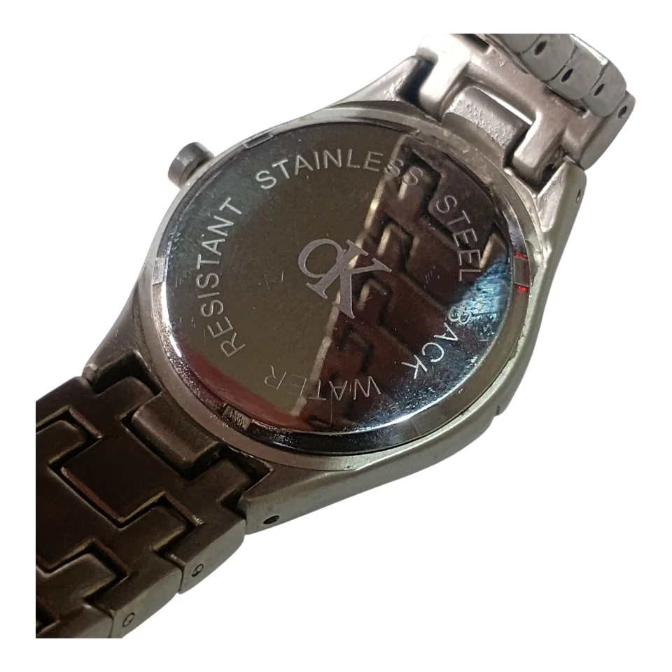 Calvin Klein Ladies Vintage Watch 2000s Blue Sunburst Dial, Silver Tone Bracelet - Image 4 of 4