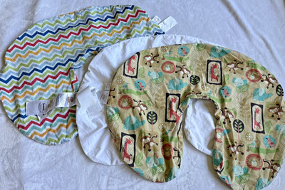 Original Boppy Feeding Nursing Pillow Cover Lot 3 Chevron White Jungle Animal