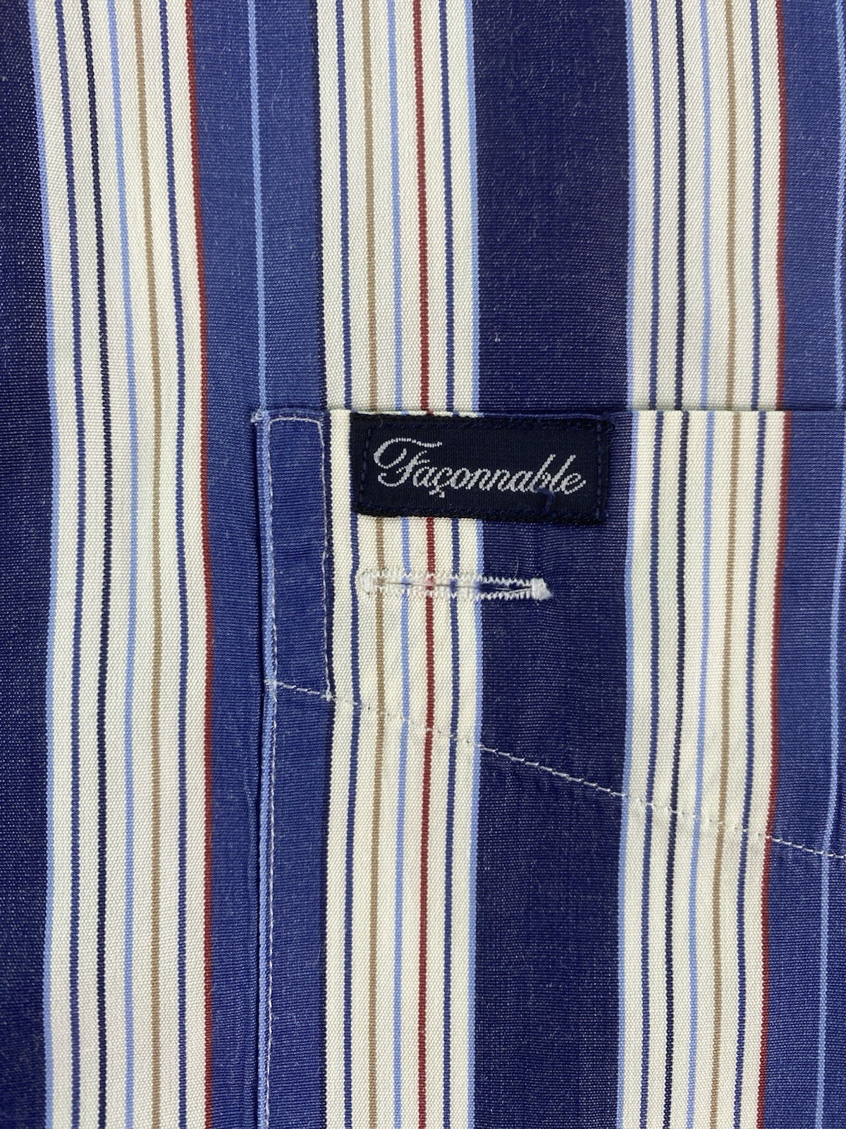 PONY Camicia Vintage Facconable Uomo Extra Large Blu Bianco Righe Classico Bottone USA