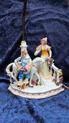 Vintage German Porcelain Figurine Lamp #5811 Courting Couple - Image 1 of 4