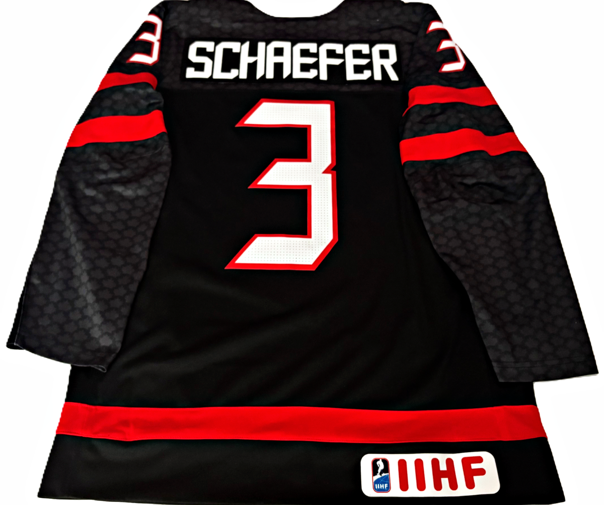 NWT-S * MATTHEW SCHAEFER #3 TEAM CANADA BLK/3rd LICENSED IIHF NIKE