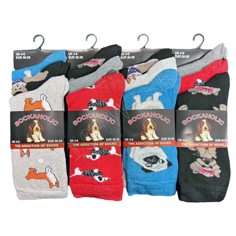 Damas Mujeres Calcetines Mezcla Algodón Diseño de Colores Calcetines Diarios 3/6/12 Pares 4-7 Foto 3 de 4