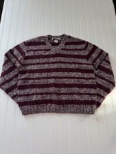 Made in USA Wool Blend V Neck Sweater Women’s L Runs Small Maroon
