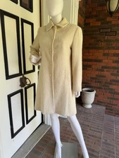 WORTHINGTON SIZE SMALL Ivory Wool Blend Back Band Hidden Button Up Back Slit