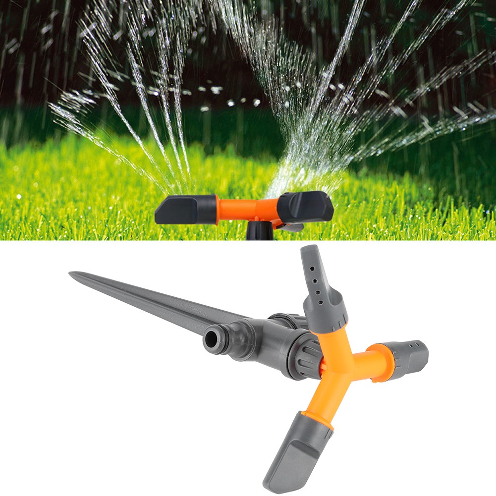 New 360° Automatic Rotating Lawn Sprinkler Adjustable ThreeArm Sprinkler Garden