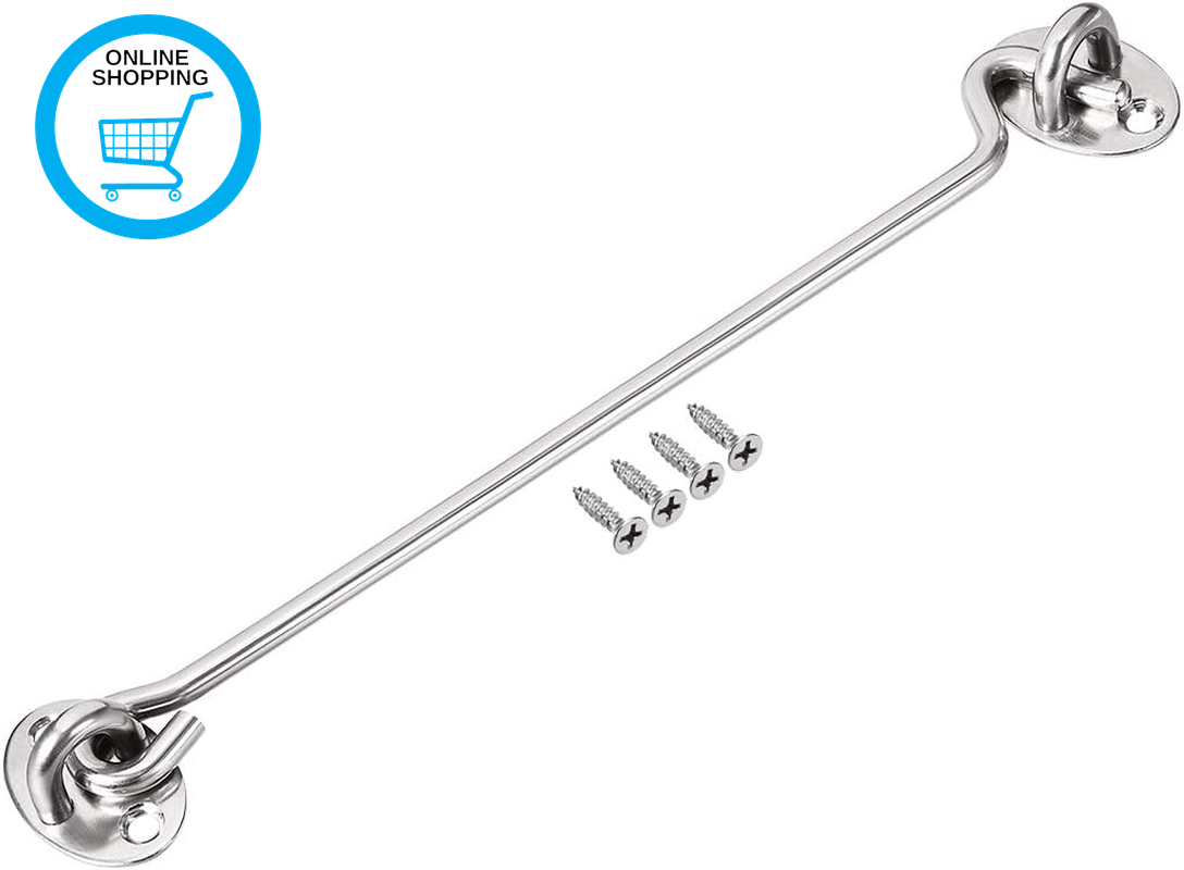 10"" Cabin Hook Eye Latch Gate Door Swivel Window Door Hook Stainless Steel with
