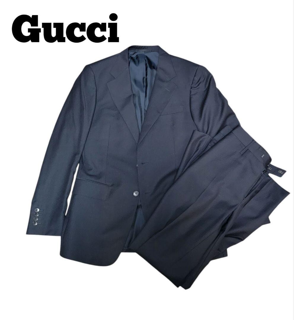 GUCCI Men's Stripe Suit Set Jacket Pants Gray Black Size XL