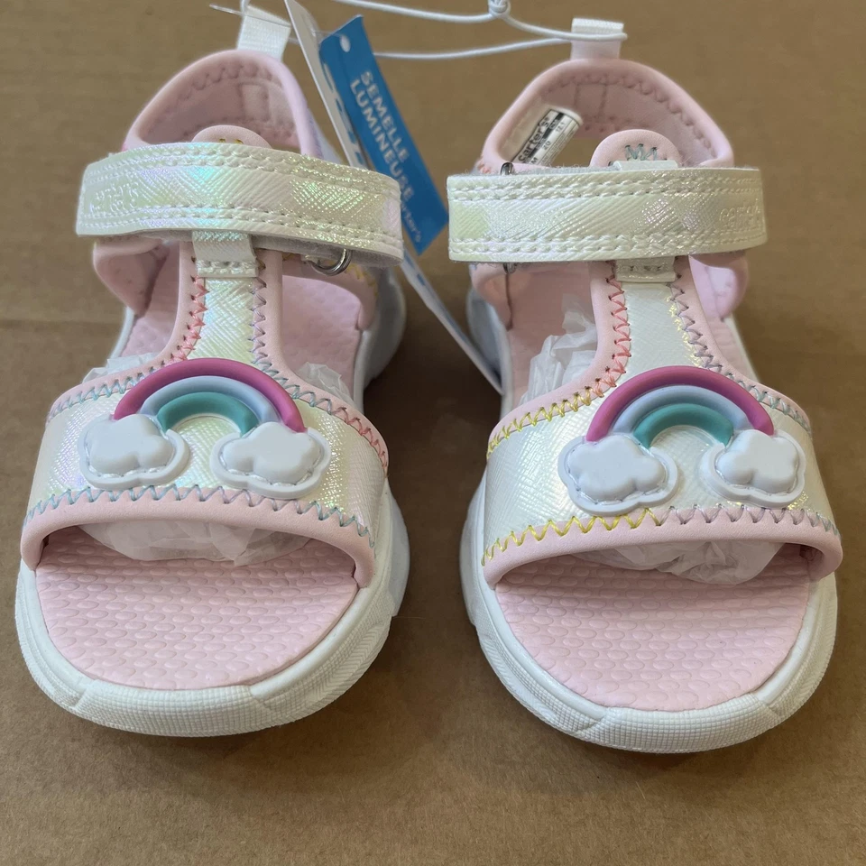 Sandálias Carter's Shoes meninas tamanho 5 prata Jani arco-íris iluminado CS24G05P - Imagem 2 de 4