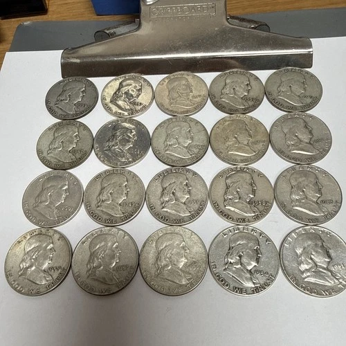 Ben Franklin Half Dollars Lot of 20  90% Silver     Circulated But Great Shape