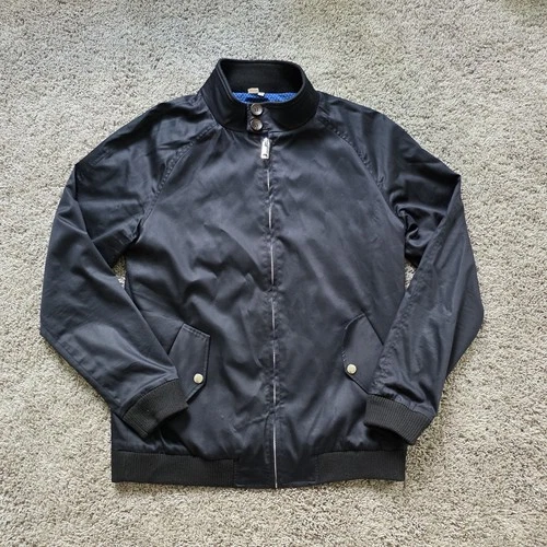 State & Liberty Full Zip Bomber Jacket Harrington SMALL S Navy Blue NYLON Cotton image 2