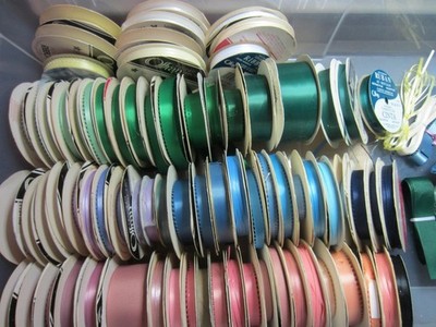 Offray Ribbon Spools Lot of 80 Dble Satin, Picot, Grosgrain All - Sizes,  Colors