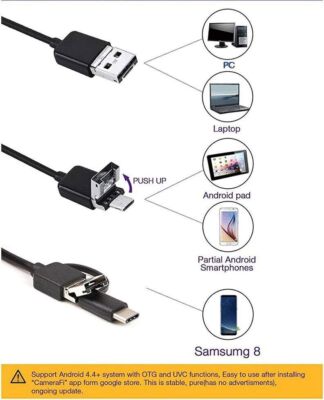 6.6ft USB Endoscope, Snake Inspection Camera, Waterproof Borescope, Type-C Scope Camera with 6 LED Lights, Compatible with Android System
