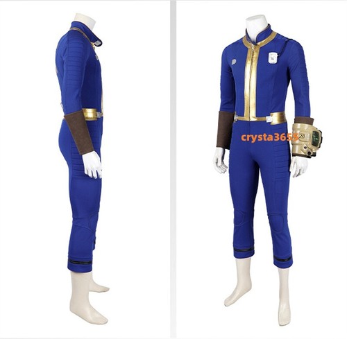 Fallout 4 Vault 75 Blue Cosplay Costume Jumpsuit Boots Outfit Lot Mens Halloween - Picture 23 of 24