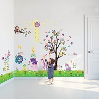 Wall Stickers Happy Animals Owl Tree Art Decals Vinyl Decoration Multi-colour Wall Stickers Happy Animals Owl Tree Art Decals Vinyl Decoration Multi-colour