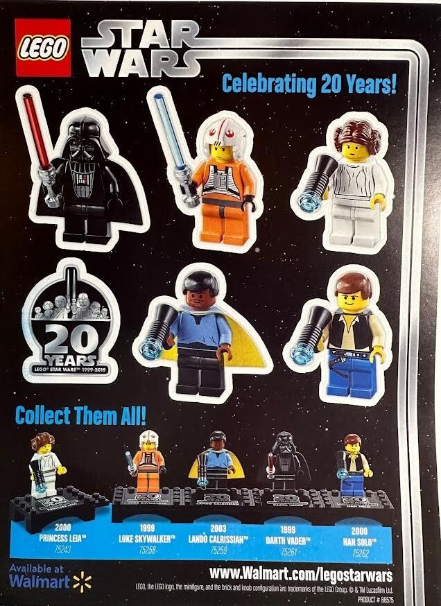 Lego Star Wars Stickers 20th Anniversary Walmart Promo Sticker Sheet