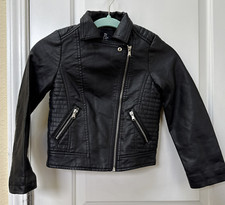 Art Class Girl's Faux Biker Leather Jacket Black Size Small 6/6X Zip Pockets