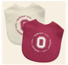 Ohio State Buckeyes Football Baby Bibs NCAA Pink and White Fanatics 2-Pack New