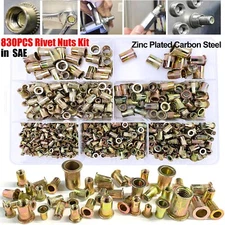 830PCs SAE Rivet Nut Kit For Rivnut Gun Nut Setter Thread Setting Nutsert Tool