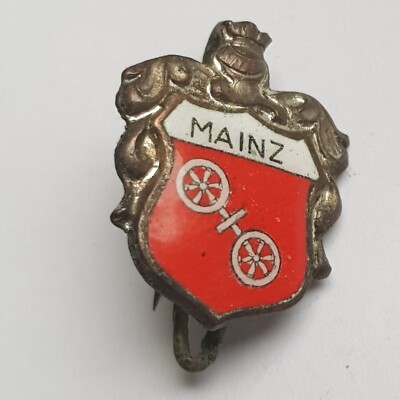 Brocante – Insigne Broche émaillée Ancienne – Blason De La Ville De Mayence (Mainz) – Occasion Porté