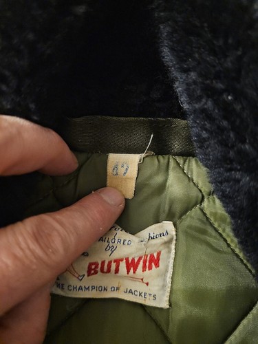 De colección RARO Butwin Para Hombre Verde Oliva 42 Estilo Bombardero - Imagen 5 de 6