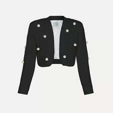 Forte_forte Bolero Jacket In Chic Linen With Pearl Detailing