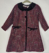 Blueberi Boulevard 2T Girls Red/Black/Pink/Silver Tweed Fall Winter Holiday Coat