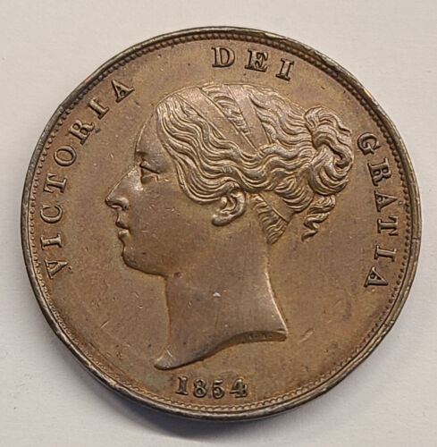RARE 1854 NO COLONS BRAMAH 17a - GREAT BRITAIN PENNY - AS IMAGED!! (D-088)