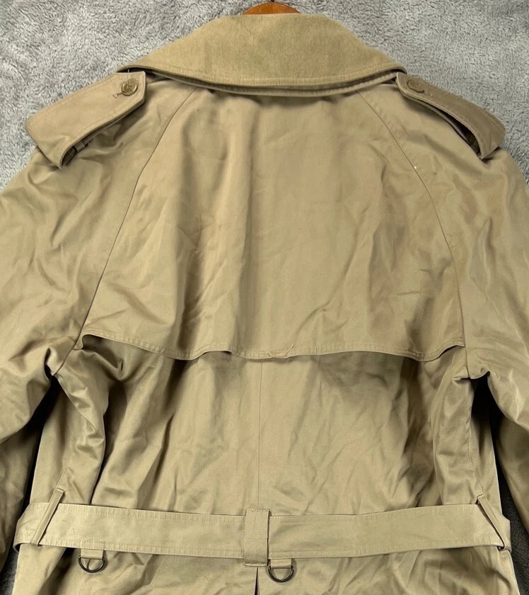 VTG OLEG CASSINI Signature Trench Coat Nova Check Lined Double Breasted 44 Long - Image 4 of 4