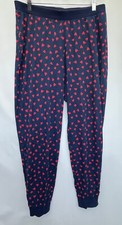 Women's Blue Red Hearts Cotton Lounge Pants Size 12/14