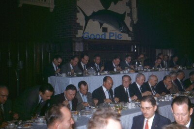#XX30- n Vintage 35mm Slide Photo- Important Men? -Red Kodachrome- 1950s