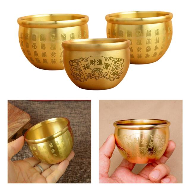3x Creative Brass Feng Shui Bowl Wealth Rice Cylinder for Bedroom